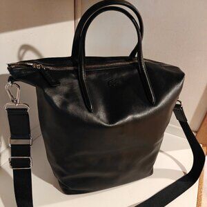 Lacoste real leather luxury travel bag black- like new!